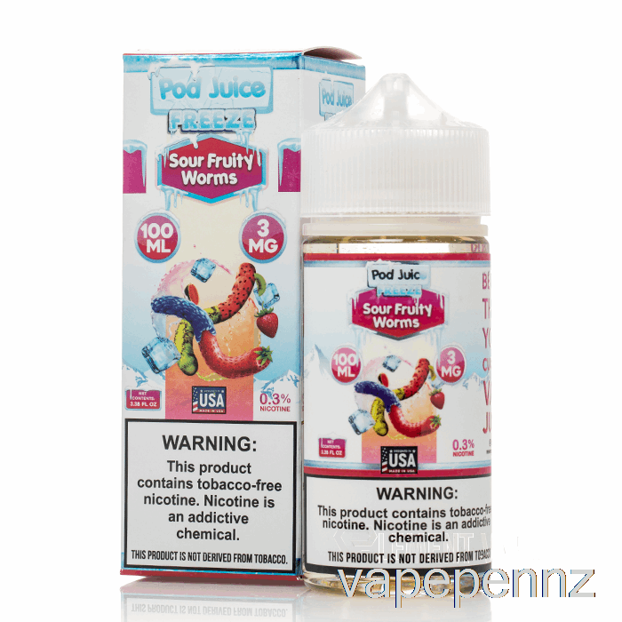 FREEZE Sour Fruity Worms - Pod Juice - 100mL 12mg VAPE NZ